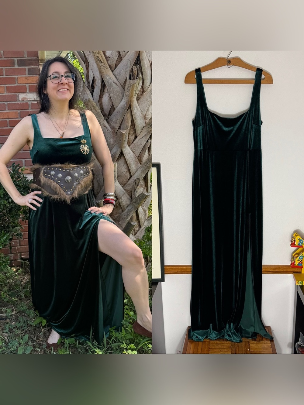 Birdy Grey Alex Emerald dark green velvet gown size XL